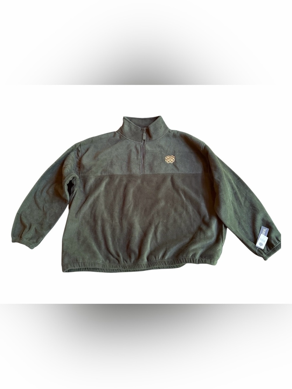 NWT‎ Burnside Celtic Knot Emblem Army Green 1/4 Zip Polar Fleece Pullover Jacket